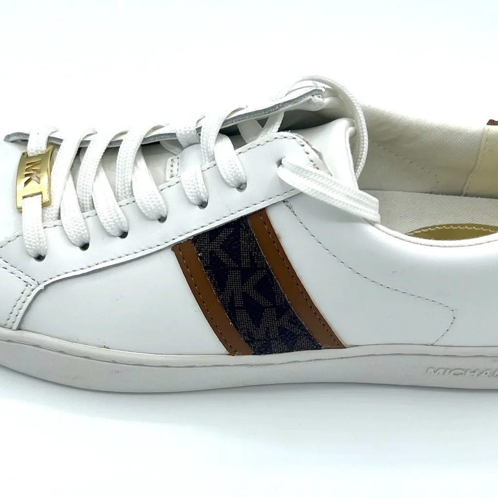 Michael Kors White and Brown Sneakers with Gold Accents Size 8.5M NEW - Image 8