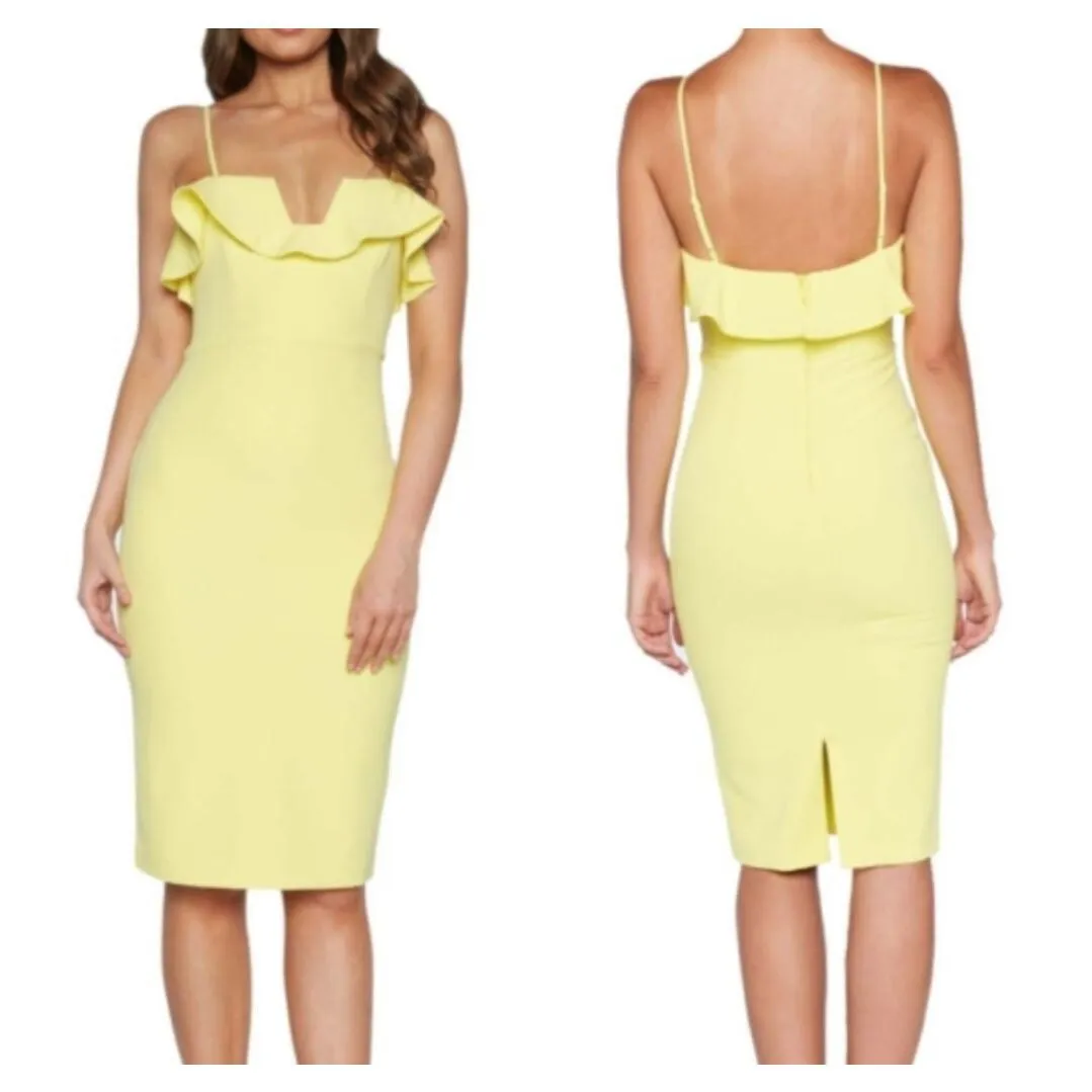 Bardot Lemon Yellow Rossa Frill Cocktail Dress $120 8 - Image 2