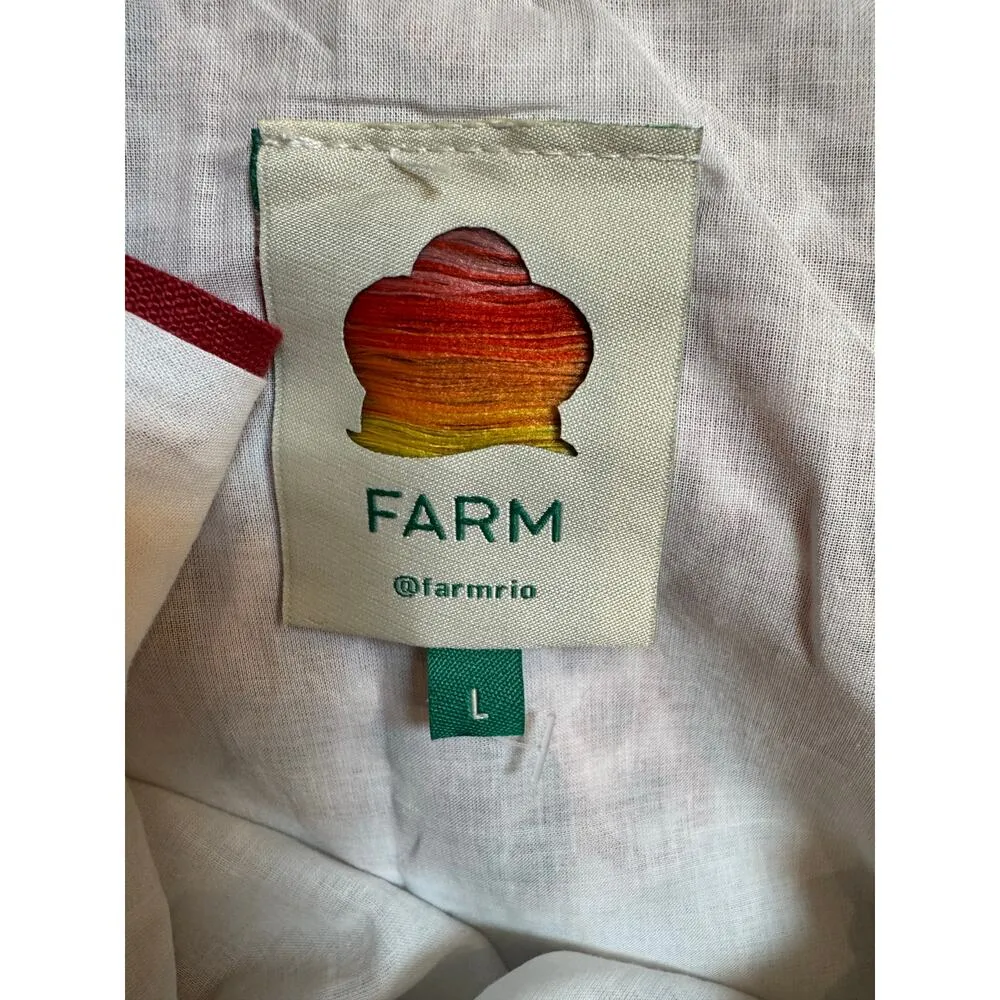 FARM Rio Mary's Tiles Embroidered Linen Dress - Size L - Image 8