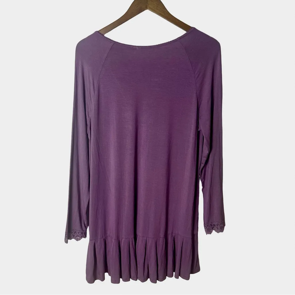 Matilda Jane Purple Lace Trim Ruffle Hem Tunic Top Size M Boho Cottage Feminine - Image 7