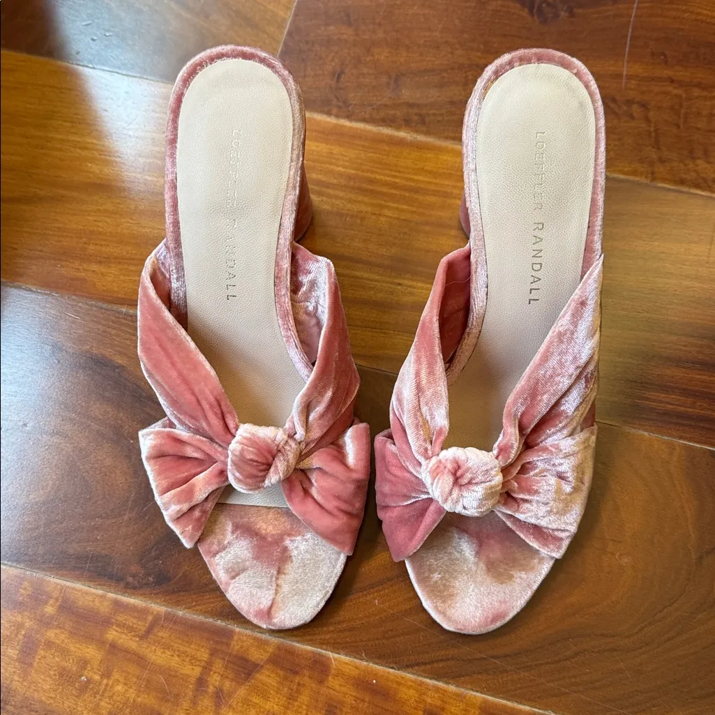 Loeffler Randall Coco Knotted Velvet Mules Petal Blush Pink in Size 6.5 - Image 2