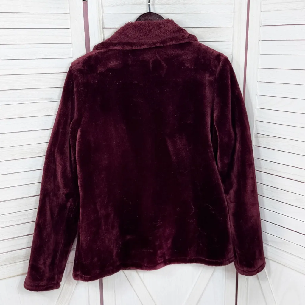 32 Degrees Heat Plush Faux Fur Fleece Full Zip Jacket Burgundy Large - Image 10
