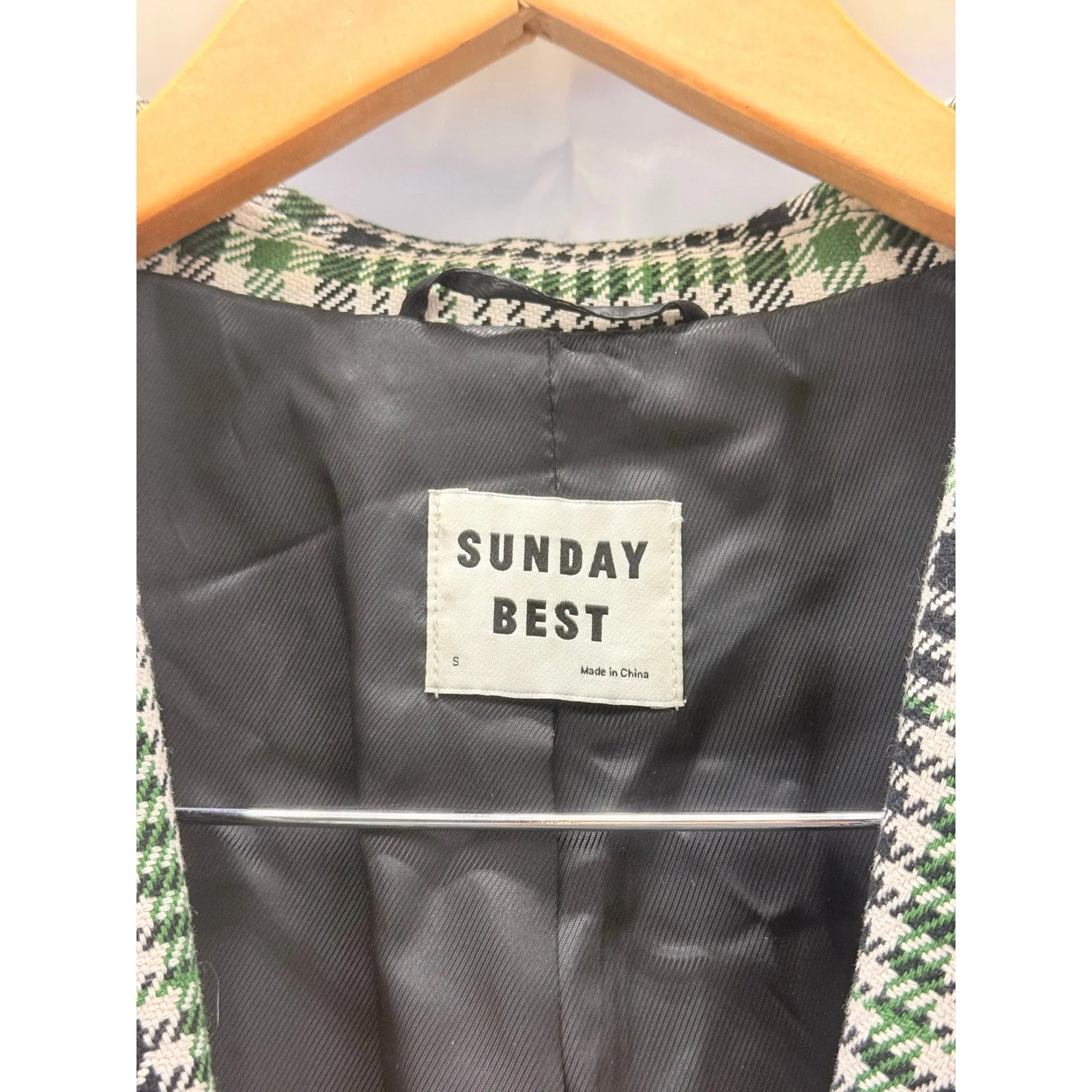 Aritzia Sunday Best Plaid Blazer Jacket Green Business Casual Formal Small - Image 5