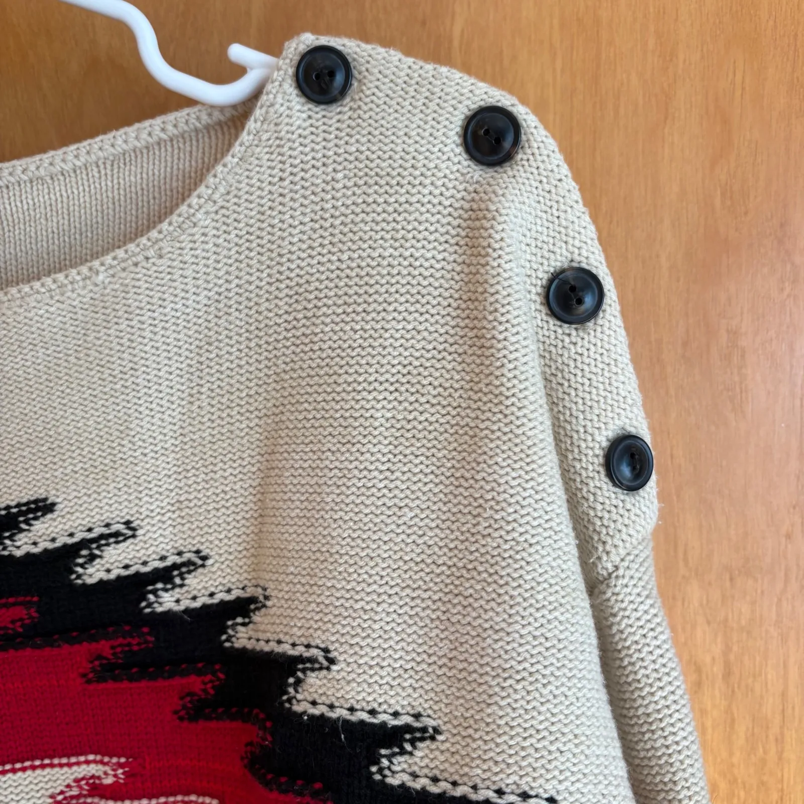 LRL Ralph Lauren Jeans Co Southwestern Geometric Knit Sweater XL Beige Red Black - Image 5