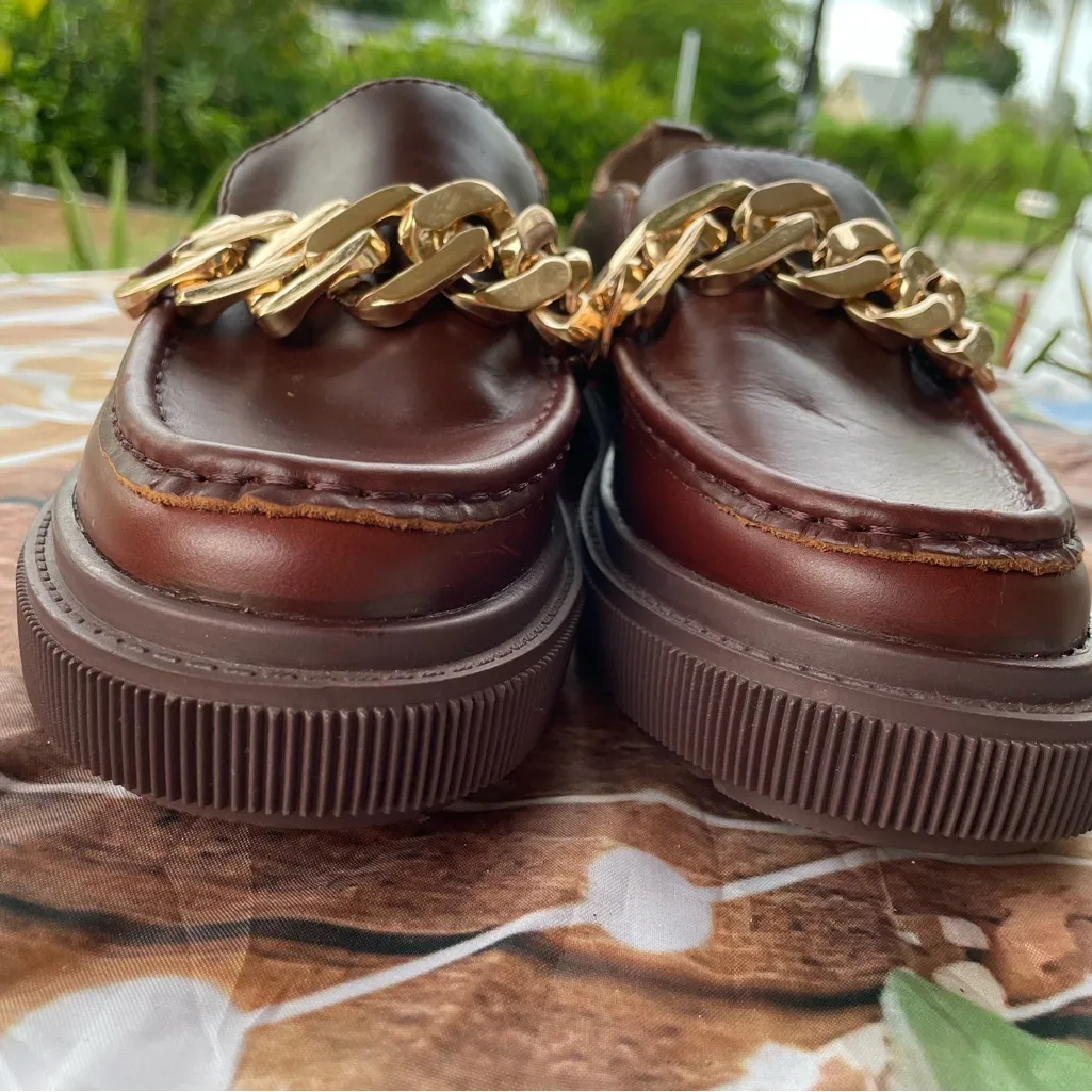 Kelsi Dagger Brown Loafers with Gold Accent - Image 4