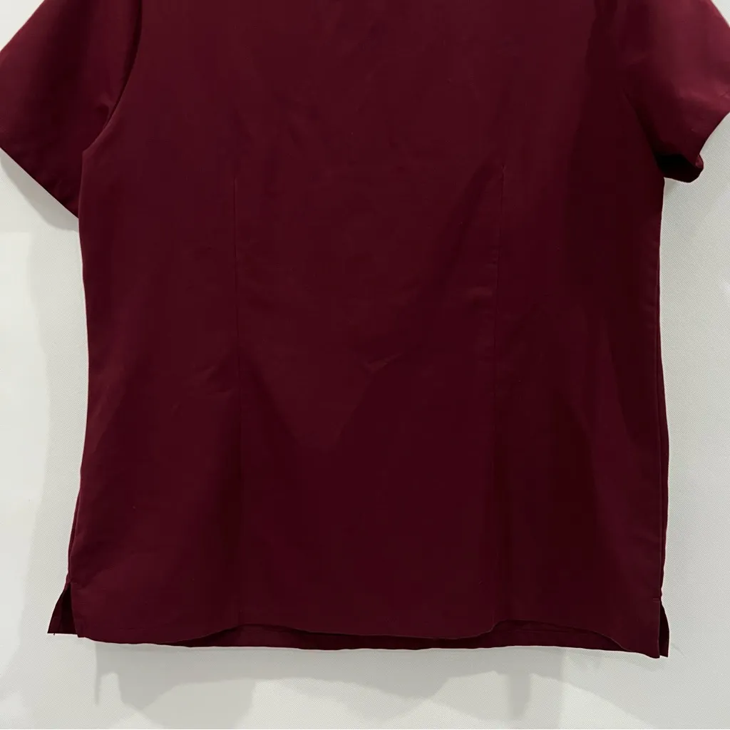 Figs Size Large Burgundy Casma 3 Pocket Scrub Top Short Sleeve Po#1618 - Image 5