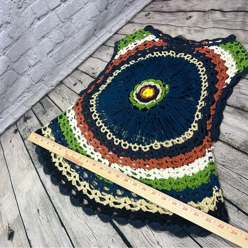 Solution Multicolored Bohemian Open Knit Sleeveless Pullover (A21) Size undefined - Image 13