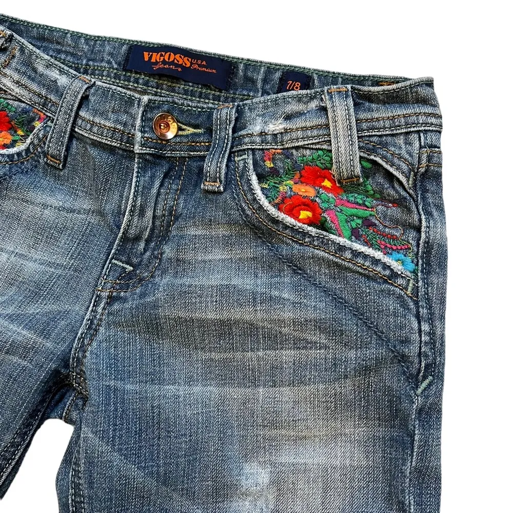 Vigoss Premium Distressed Flare Jeans, Sz 7/8 - Image 7