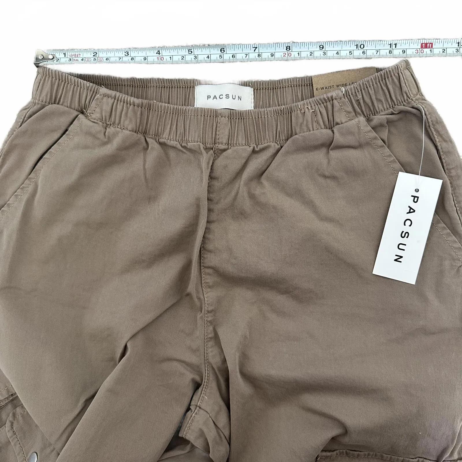 Pacsun Taupe Draped Low Rise Wide Leg Cargo Pants Desert Brown NWT XS - Image 6