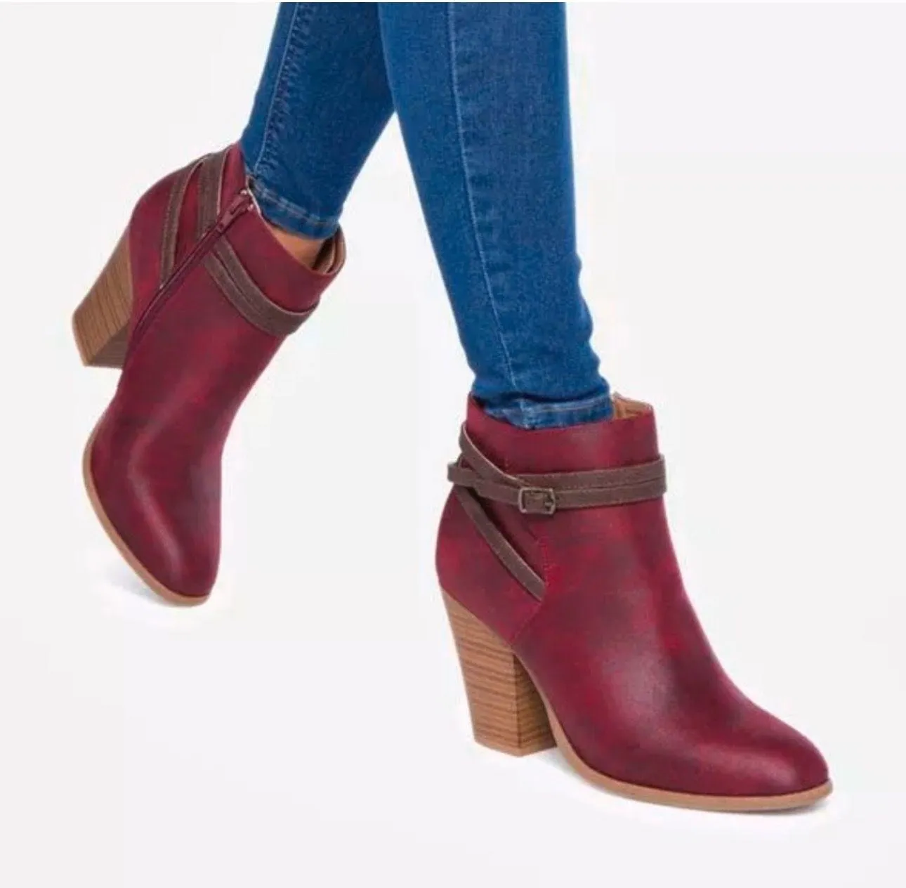 SASHANNA Bootie in Burgundy size 8.5 Shoe - Image 12