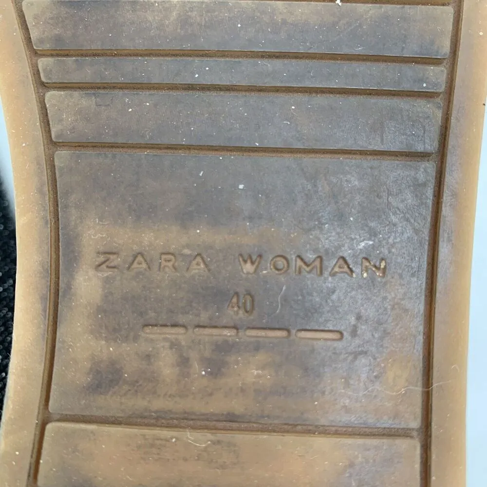 Zara Woman Size 9 Sneakers YEAH Slip On Black Metallic Platform Canvas Casual - Image 12