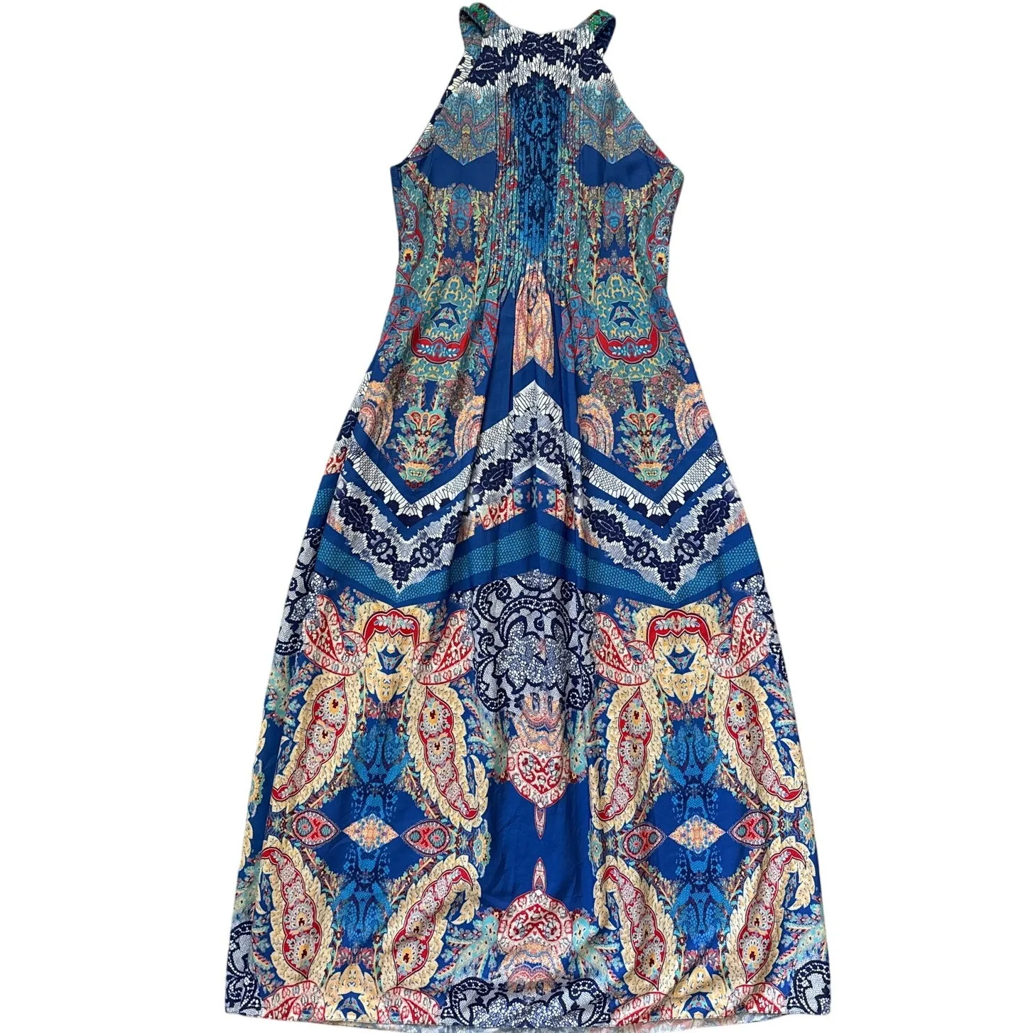 Ranna Gill Anthropologie Jewel Embellished Pleated Boteh Maxi Dress Multi Size 8 - Image 4
