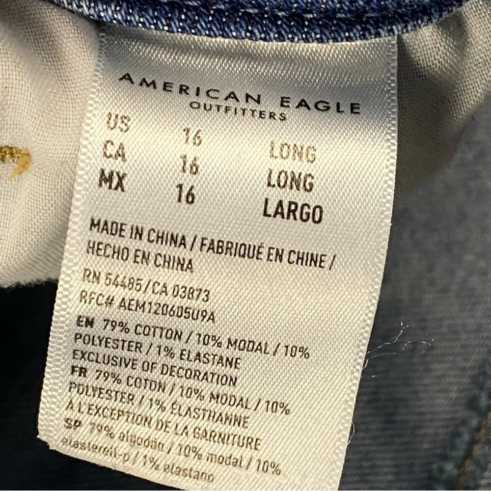 American Eagle Jeans Women 16 Long Curly Mom Jean Faded Straight Next Level Tall - Image 3