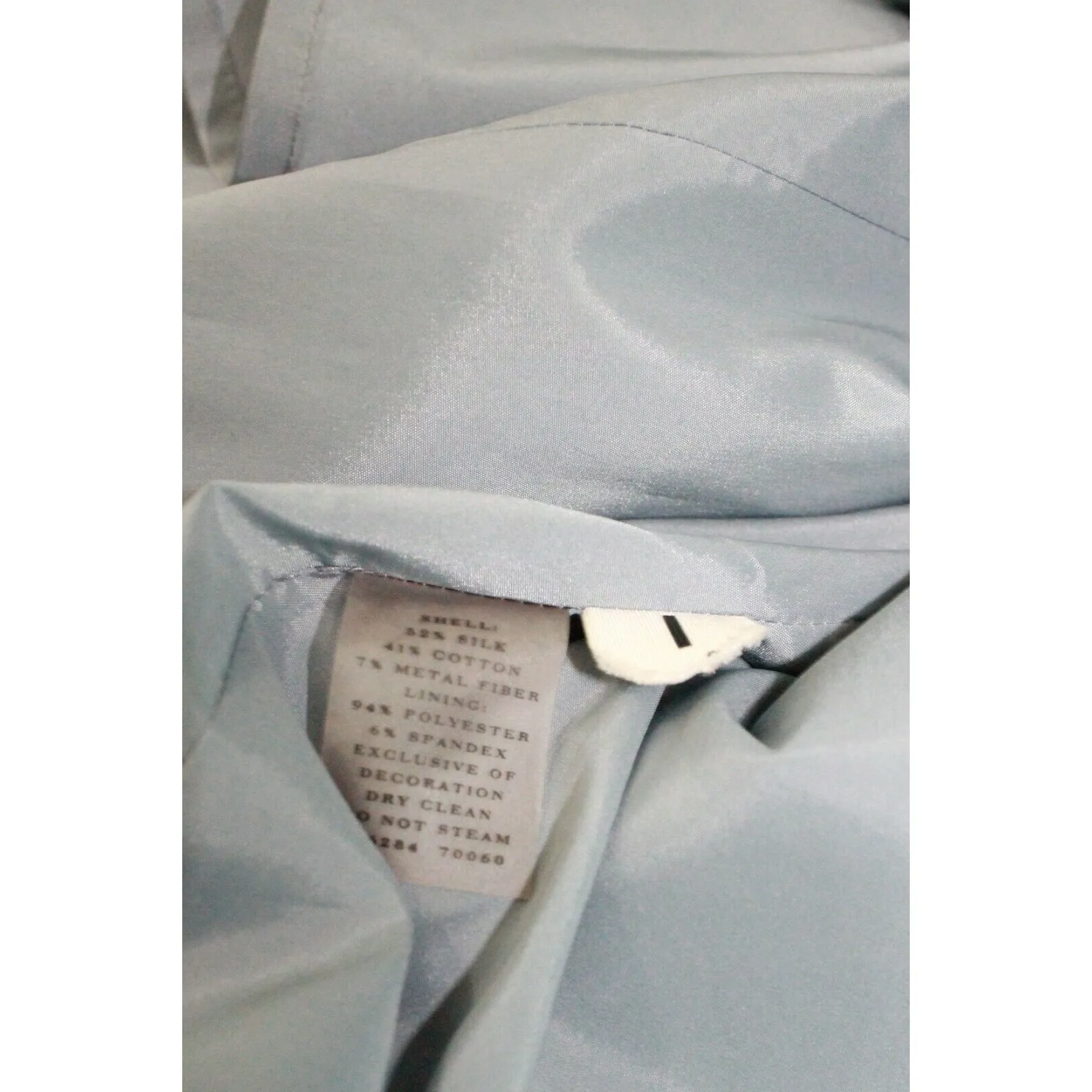 Ann Taylor Silk Blend Dress Size 4 Blue Gray Watercolor Print Crinkle Sleeveless - Image 10