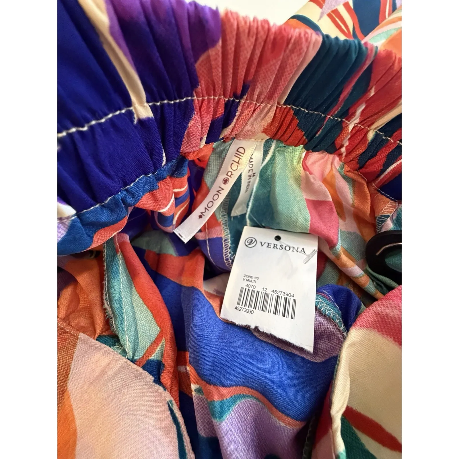 Nwt Moon Orchid Tropical Colors Stretch Waist Bow Women'S M Colorful Maxi Skirt Size 8 - Image 8