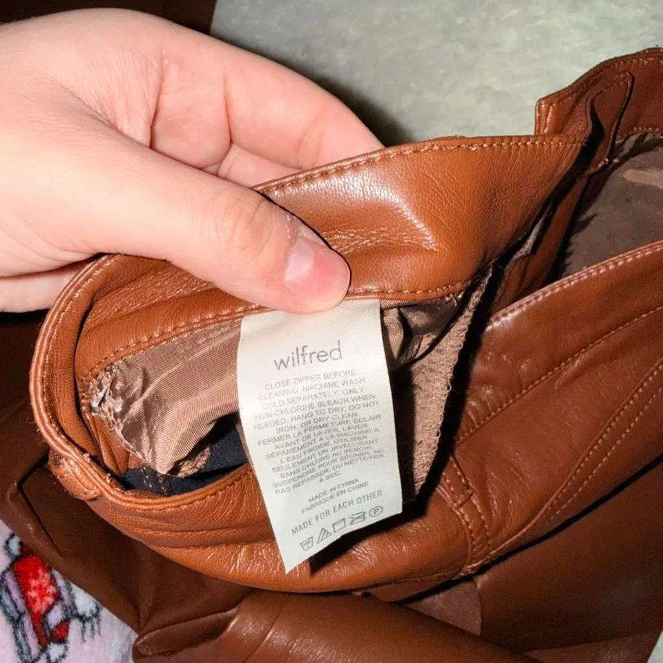 Aritzia Wilfred Melina Faux Leather Cognac Pants Size 2 NWOT - Image 5