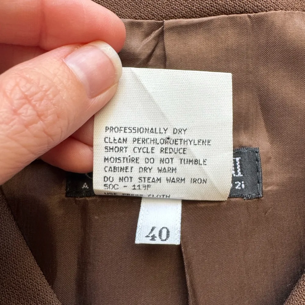 Giorgio Armani Brown Wool Button Front Long Sleeve Jacket Size 40 - Image 7