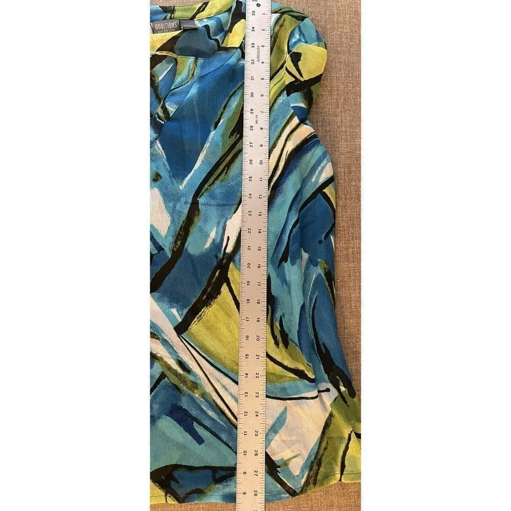 Additions by Chico’s Tunic Top Shirt Sheer Long Sleeve Size 3 LARGE Green/Blue - Image 4