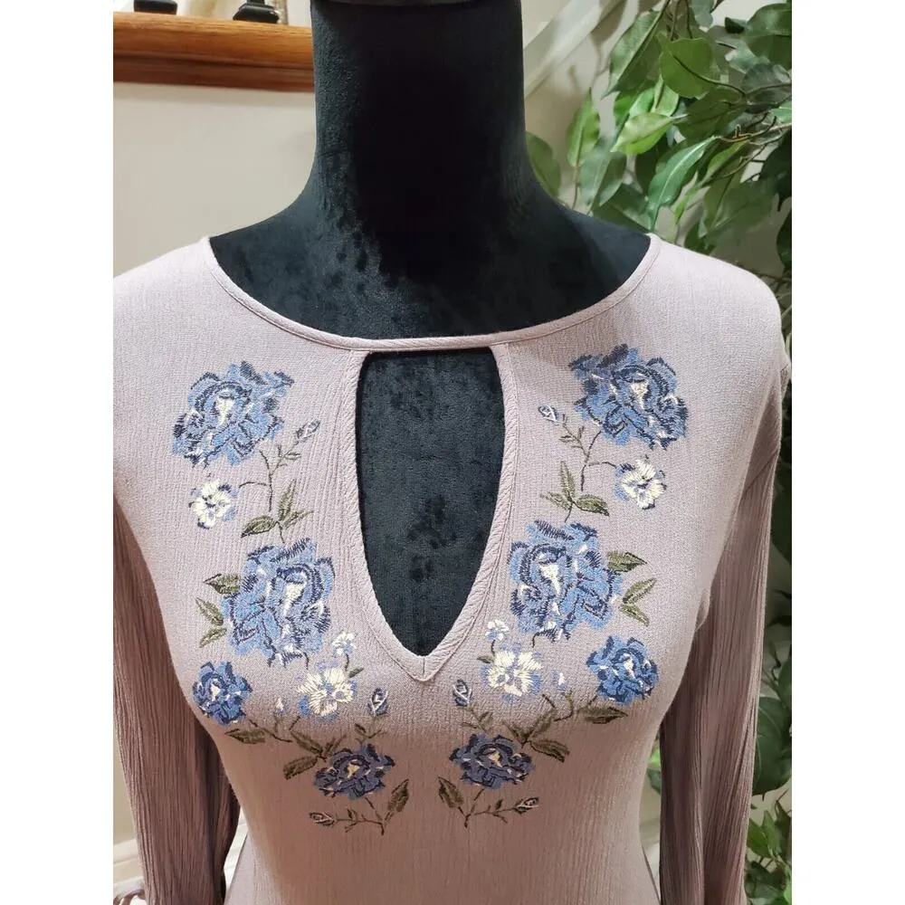 Bongo Women's Purple 100% Rayon Round Neck Long Sleeve Knee Length Dress Size XL - Image 13