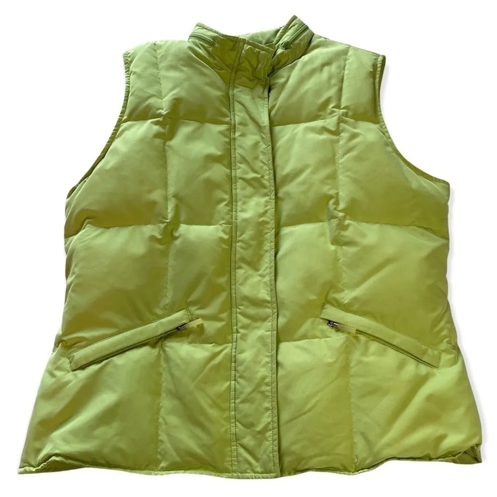 Talbots Petites Quilted Goose Down Feather Puffer Vest Green Size Medium - Image 15