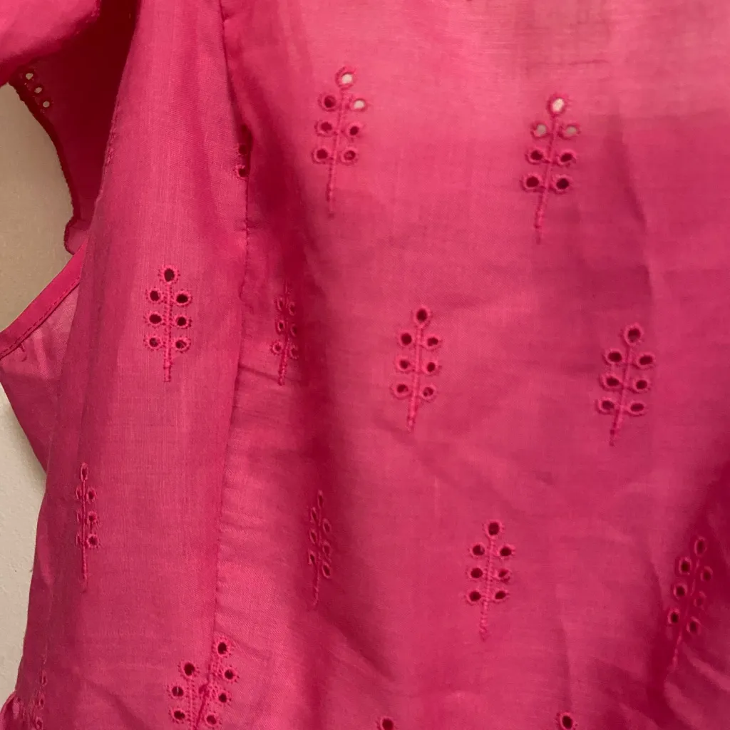 Womens Hot Bubblegum Pink Eyelet Tank Top XL Bust 40” 42” 44” Beach Barbie - Image 2