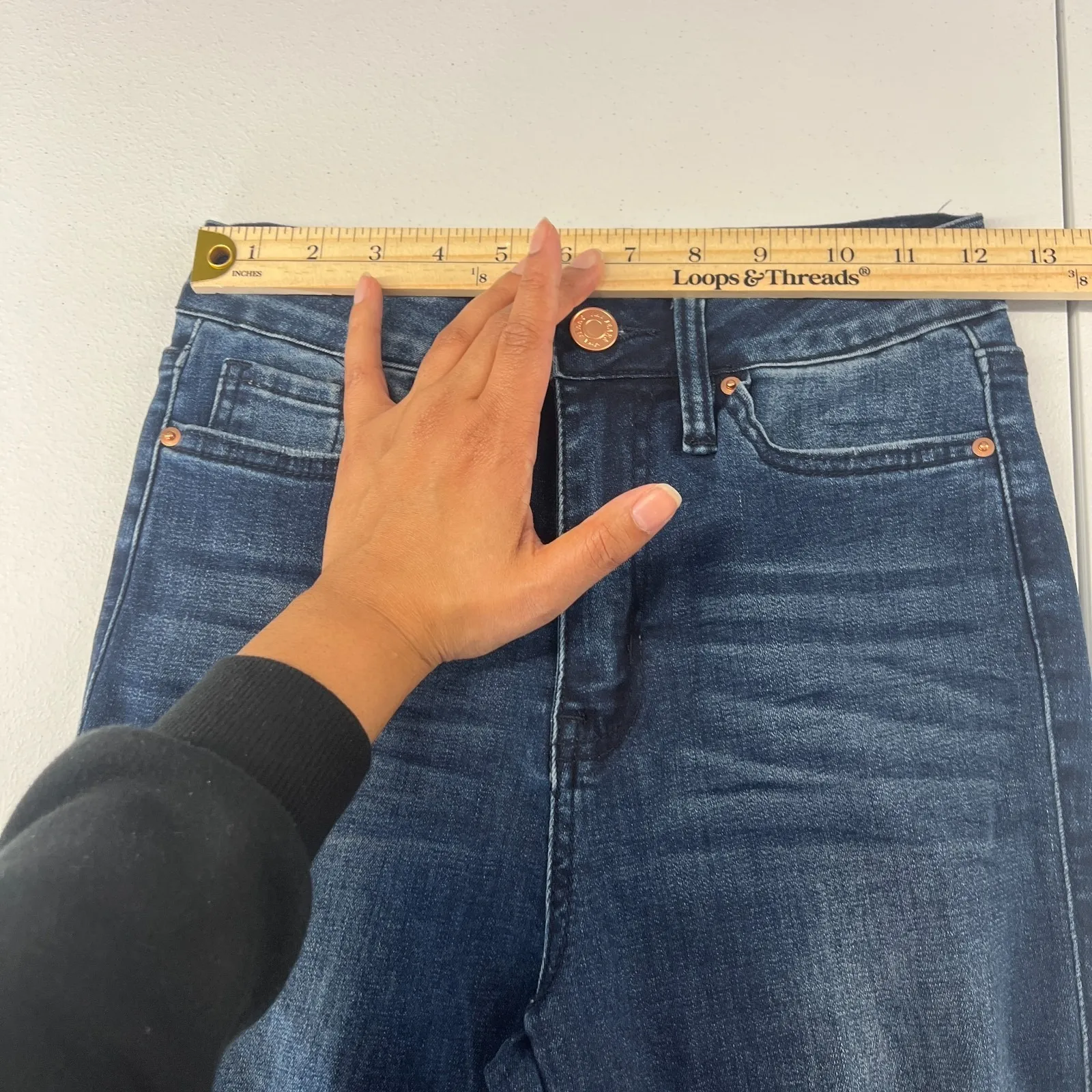 YMI Gigi Fit Flared Jeans Womens 3 Blue Denim Cotton Stretch High Rise Raw Hem - Image 10