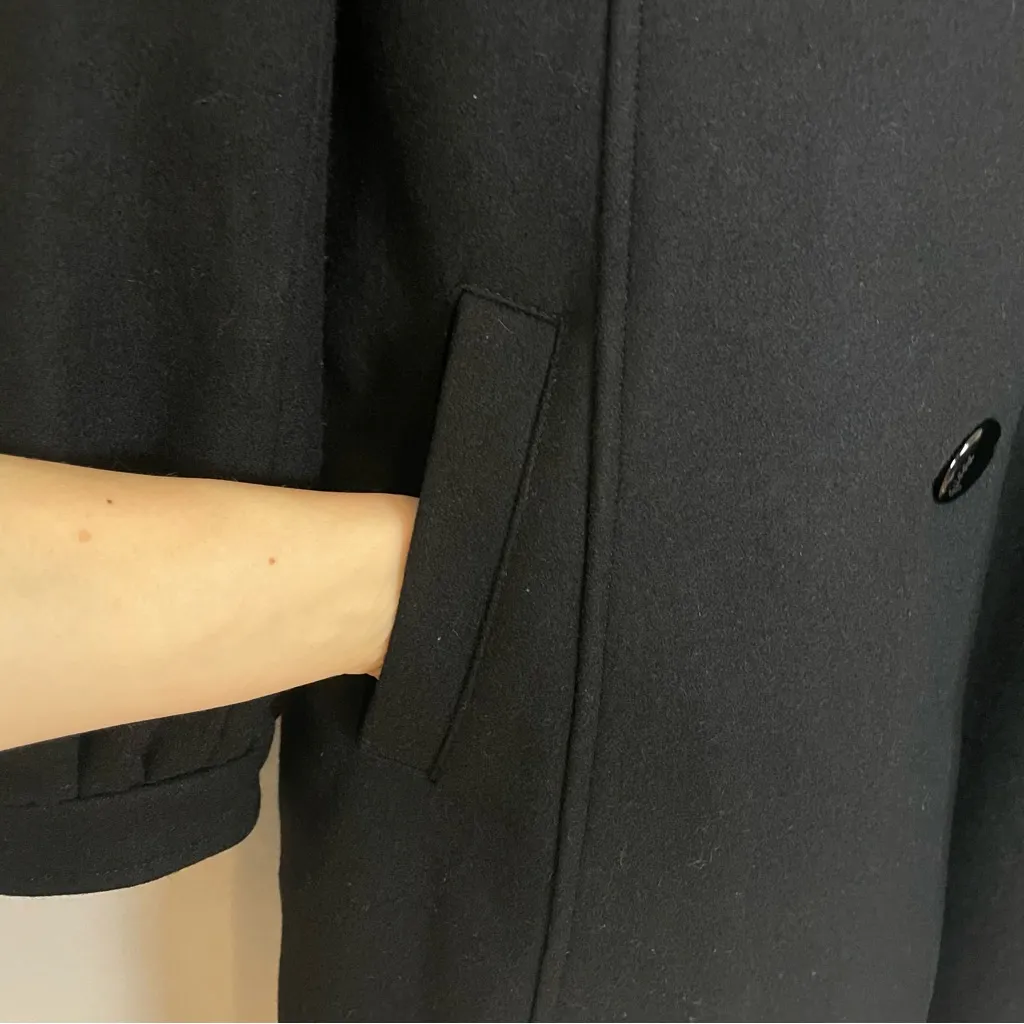 GUESS Coat Wool Blend Women Black Rounded Collar Size Medium Car Coat‎ Feminine - Image 11