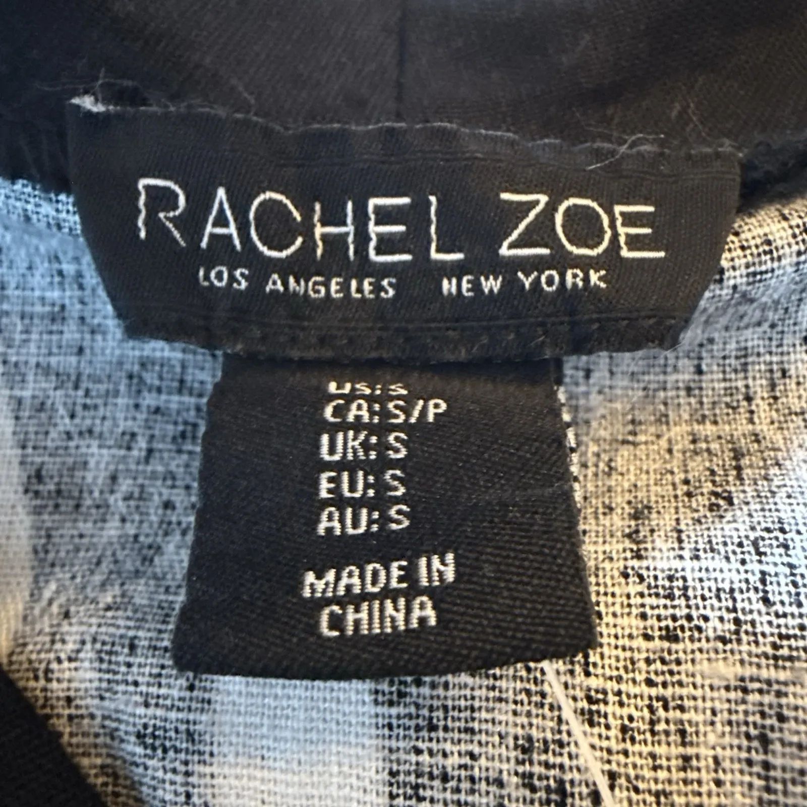 NWOT Rachel Zoe Linen Maxi Dress S Kaftan Black White Abstract Print Pockets‎ - Image 11