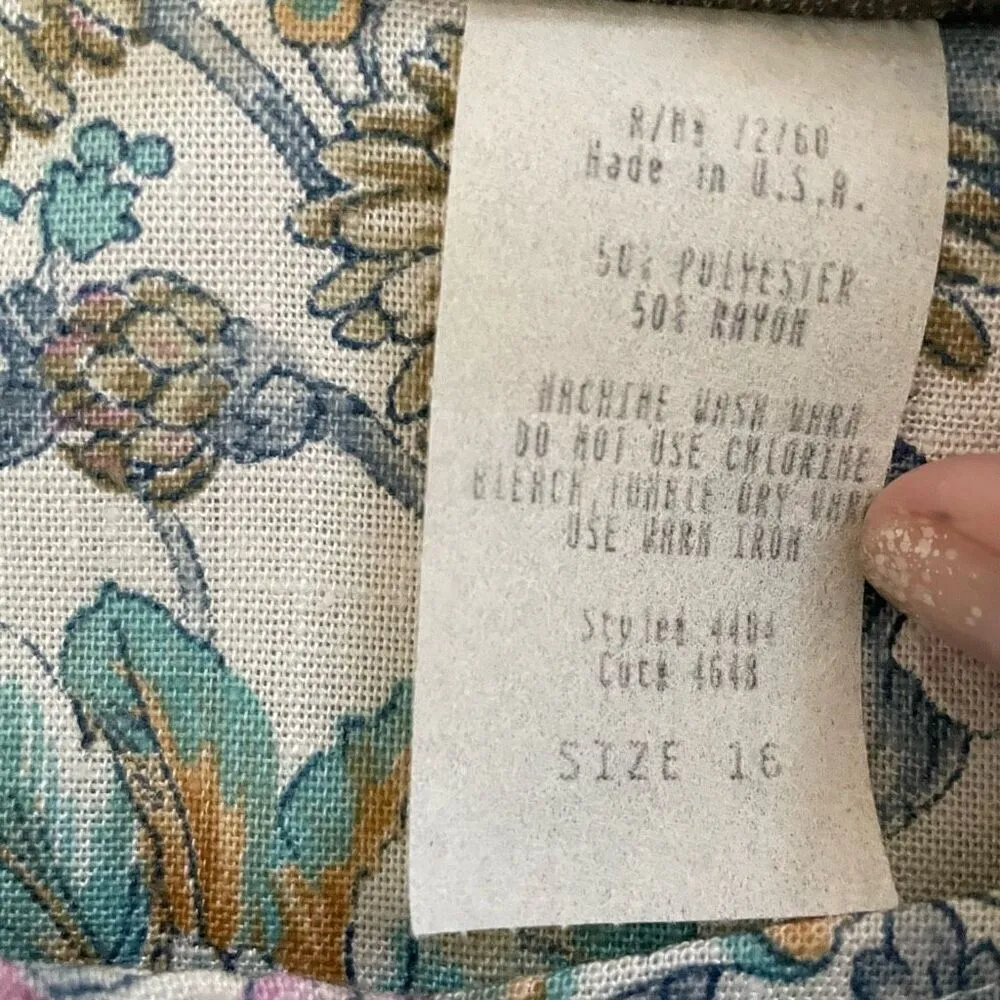 Vintage New Looks Granny floral wide strap belted sundress womens*16 Modest Boho Purple - Image 13