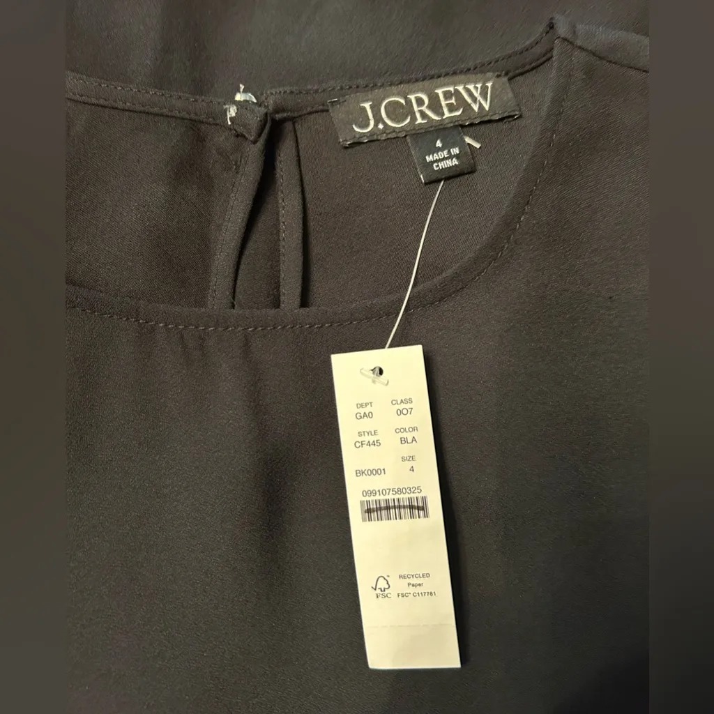 J. Crew Women’s Shirred-waist Top in Viscose Crepe Black Size 4 NWT #CF445 - Image 3