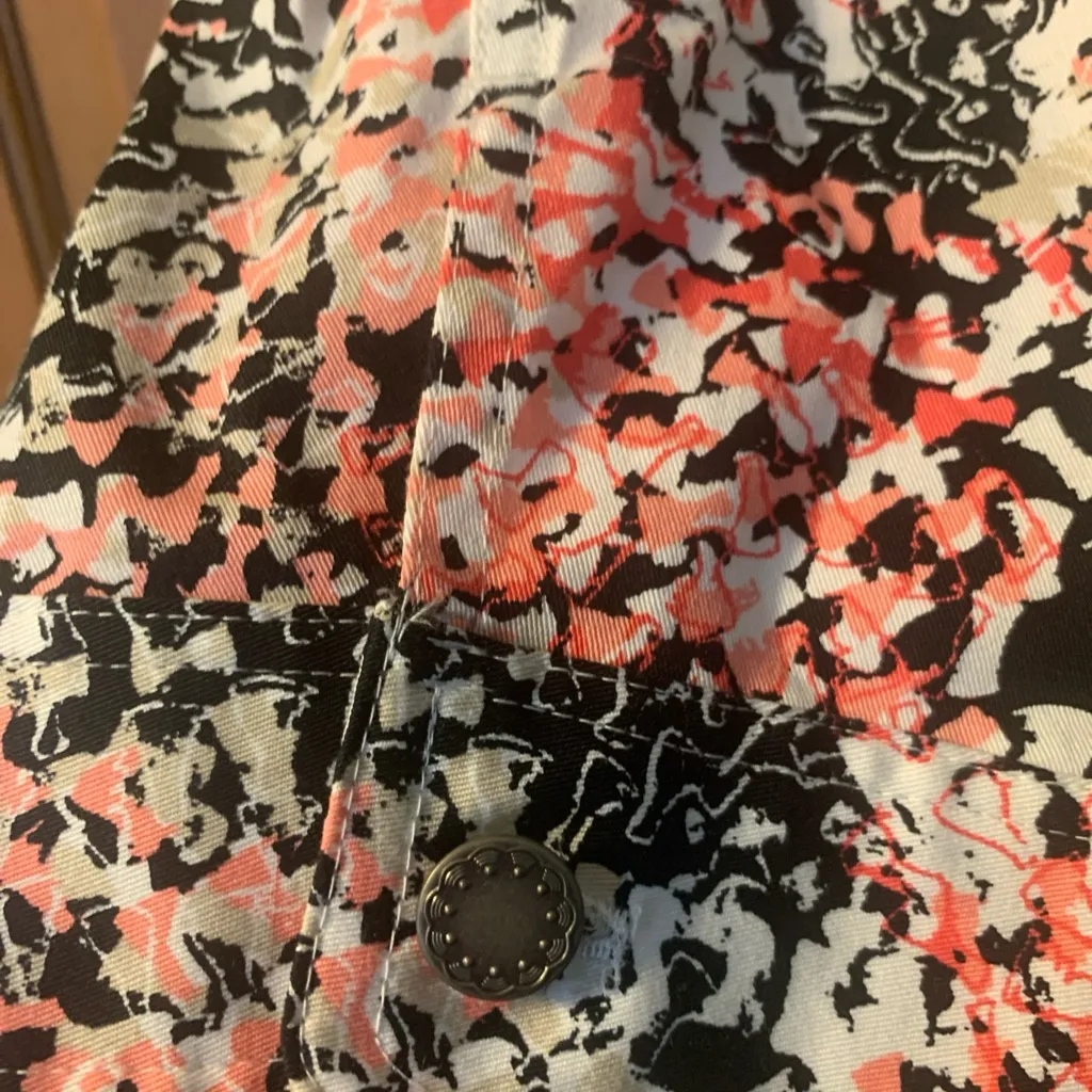 Christopher & Banks Jacket Womens X LARGE Button‎ Down Pink Black Abstract Print - Image 6
