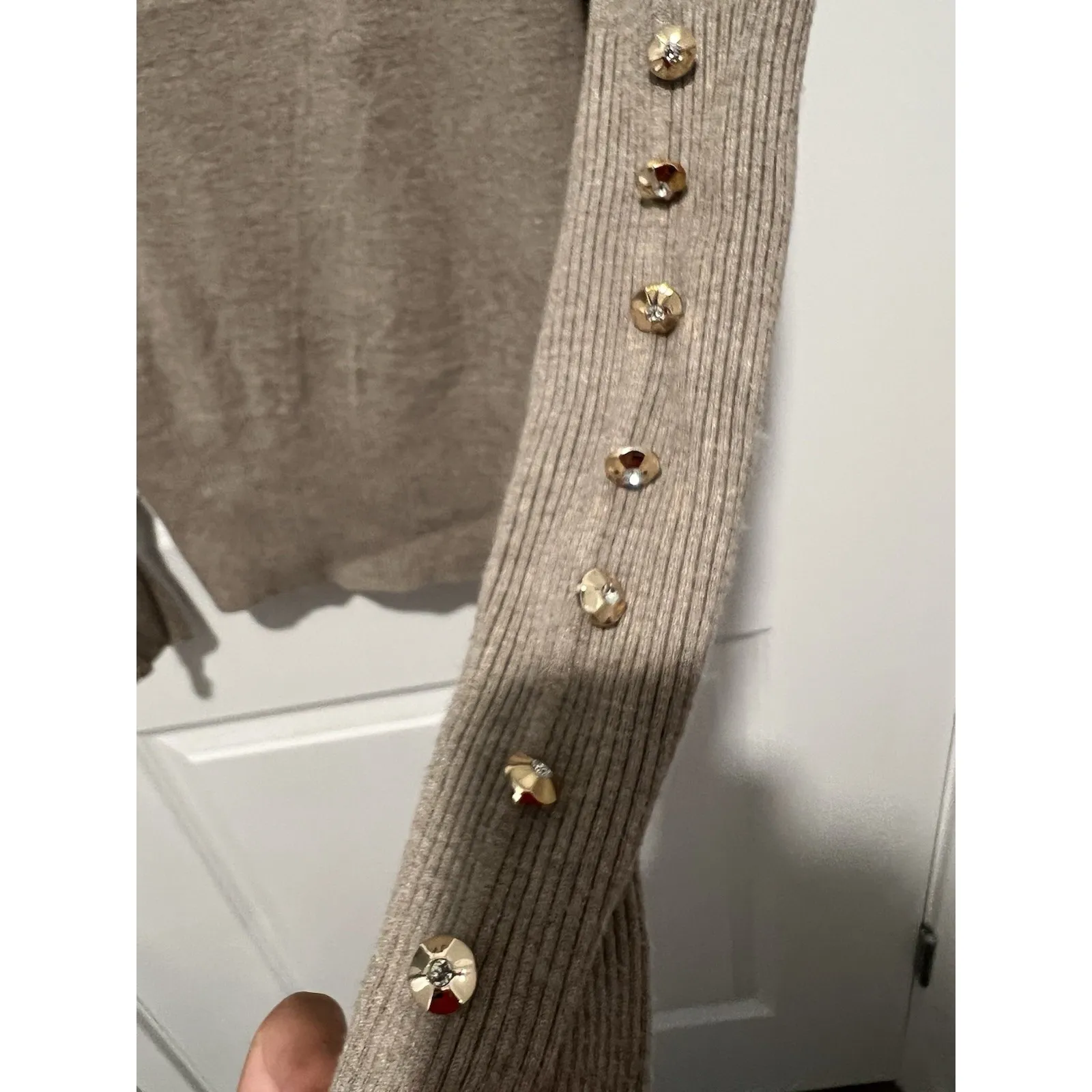 Vila Milano Womens Sweater Brown Knit Long Sleeve Scoop Neck Pullover Size Large - Image 5