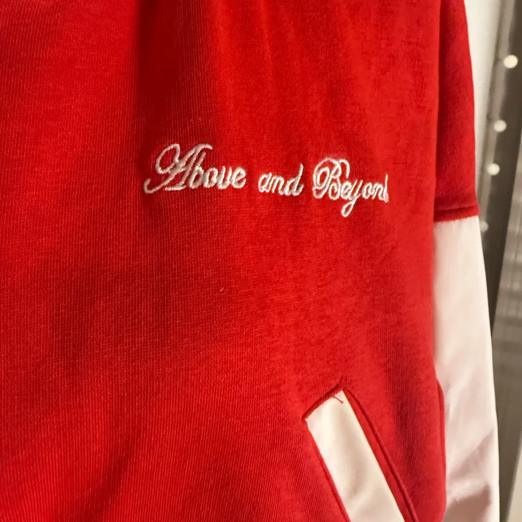 PrettyLittleThing Red Cropped Varsity Jacket XL - Image 3