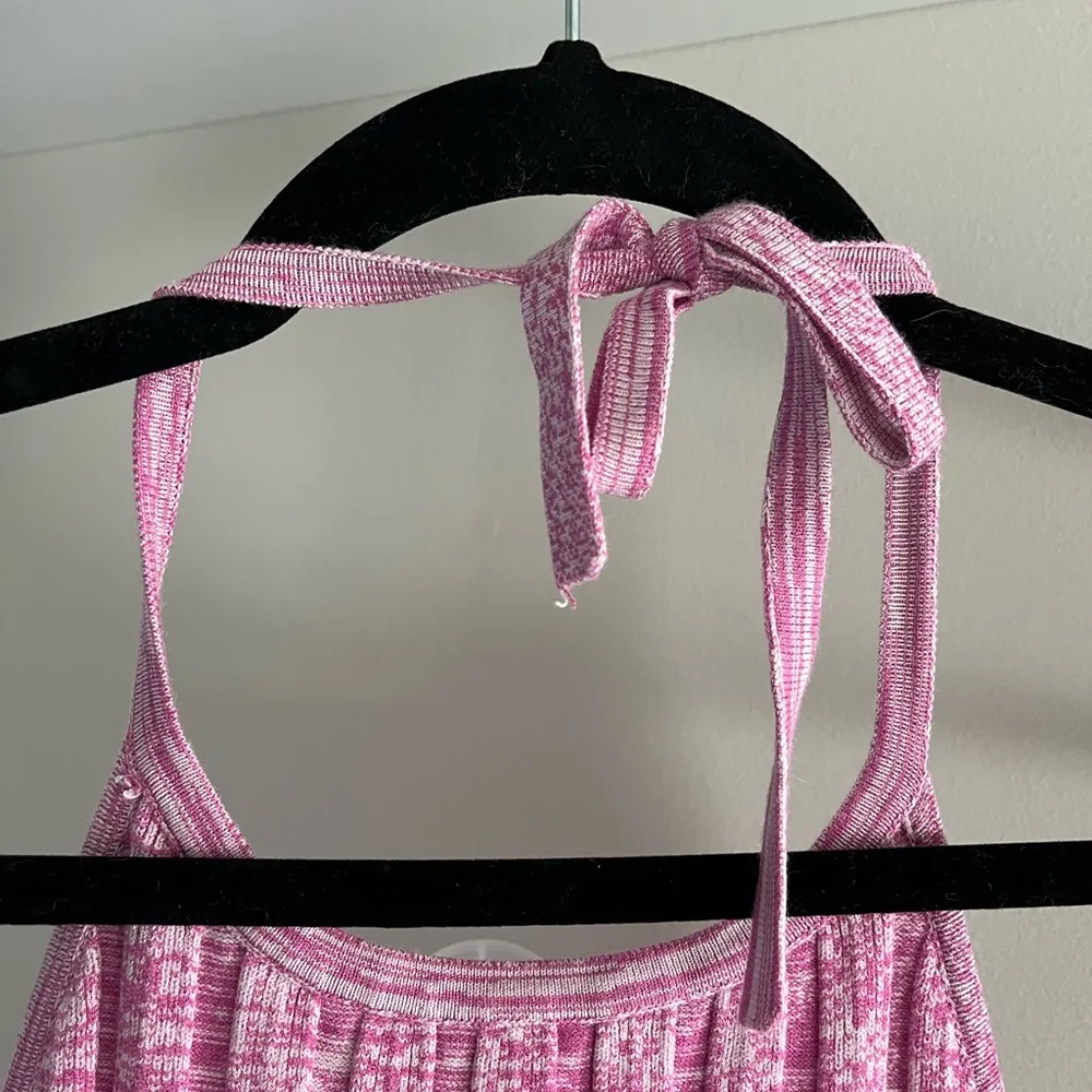 Light Pink Ribbed  The Label Backless Halter Neck Tie Bodysuit - Image 7