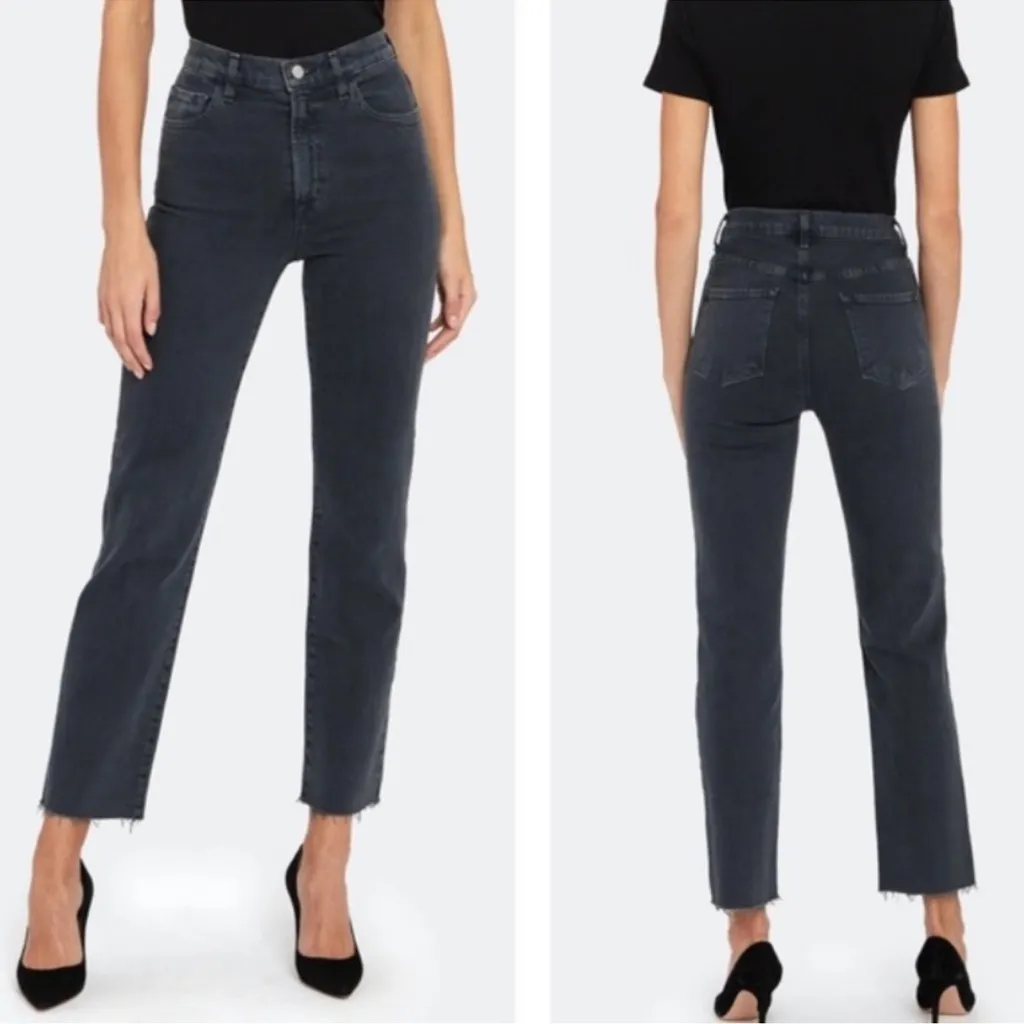 J Brand Jules High Rise Frayed Hem Straight Ankle Jeans Shady Gray Size 29 - Image 2