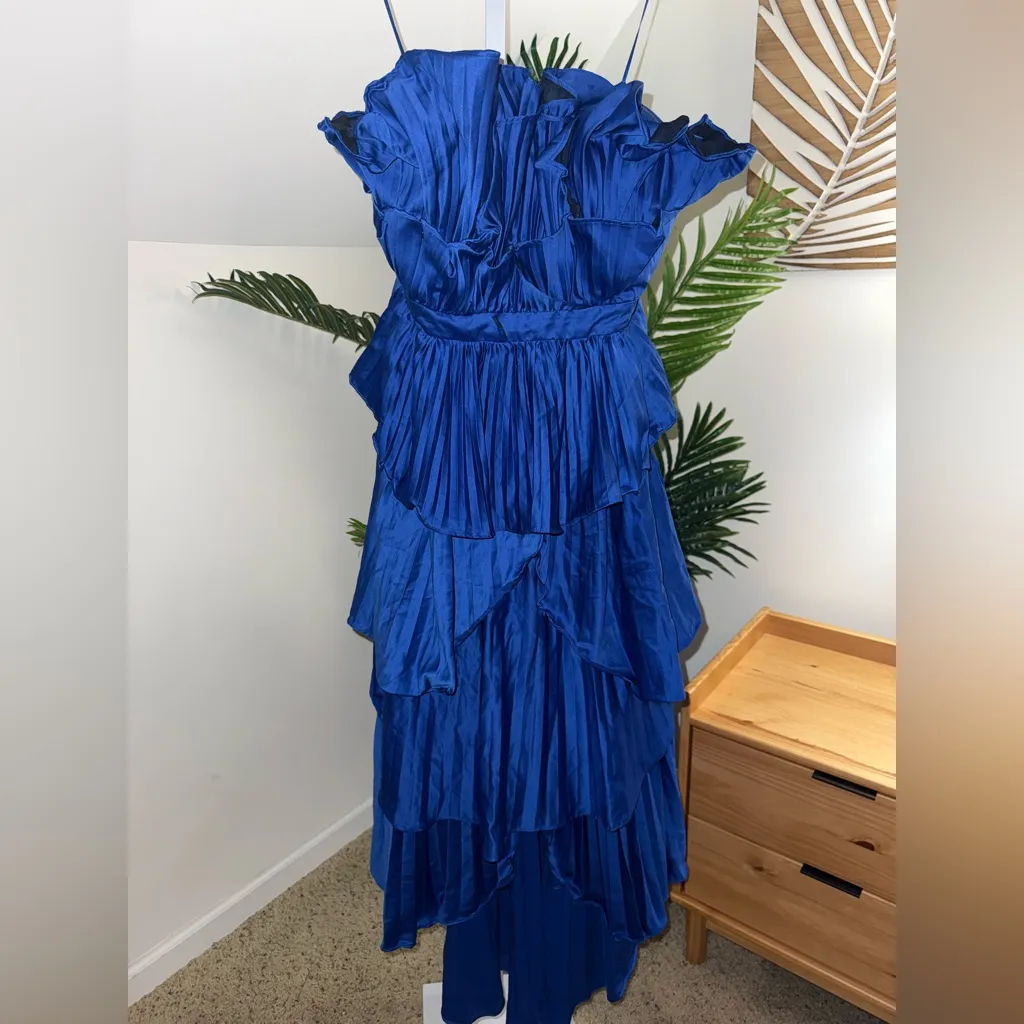 Amur Judah Scallop Pleated Dress – Deep Waters Blue‎ – Size 8 Blue - Image 5