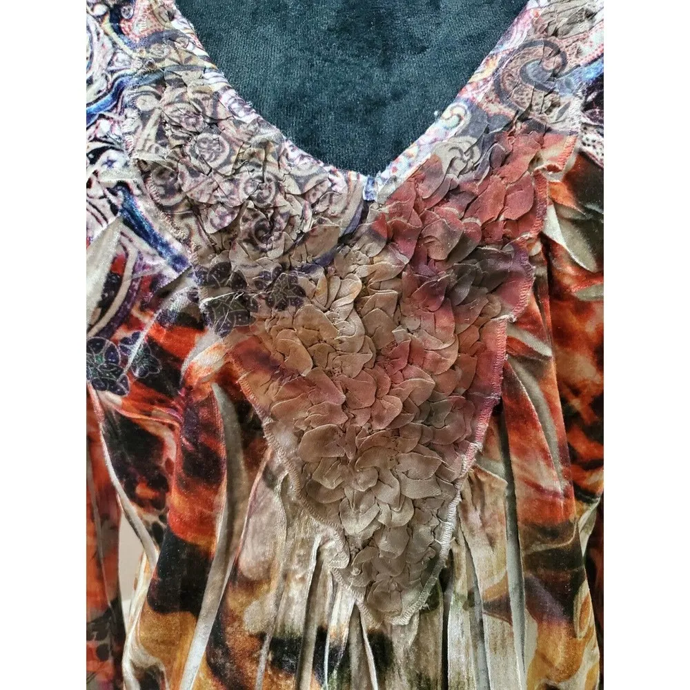 Live and Let Live Women Multicolor Polyester V-Neck Long Sleeve Top Blouse XL - Image 4