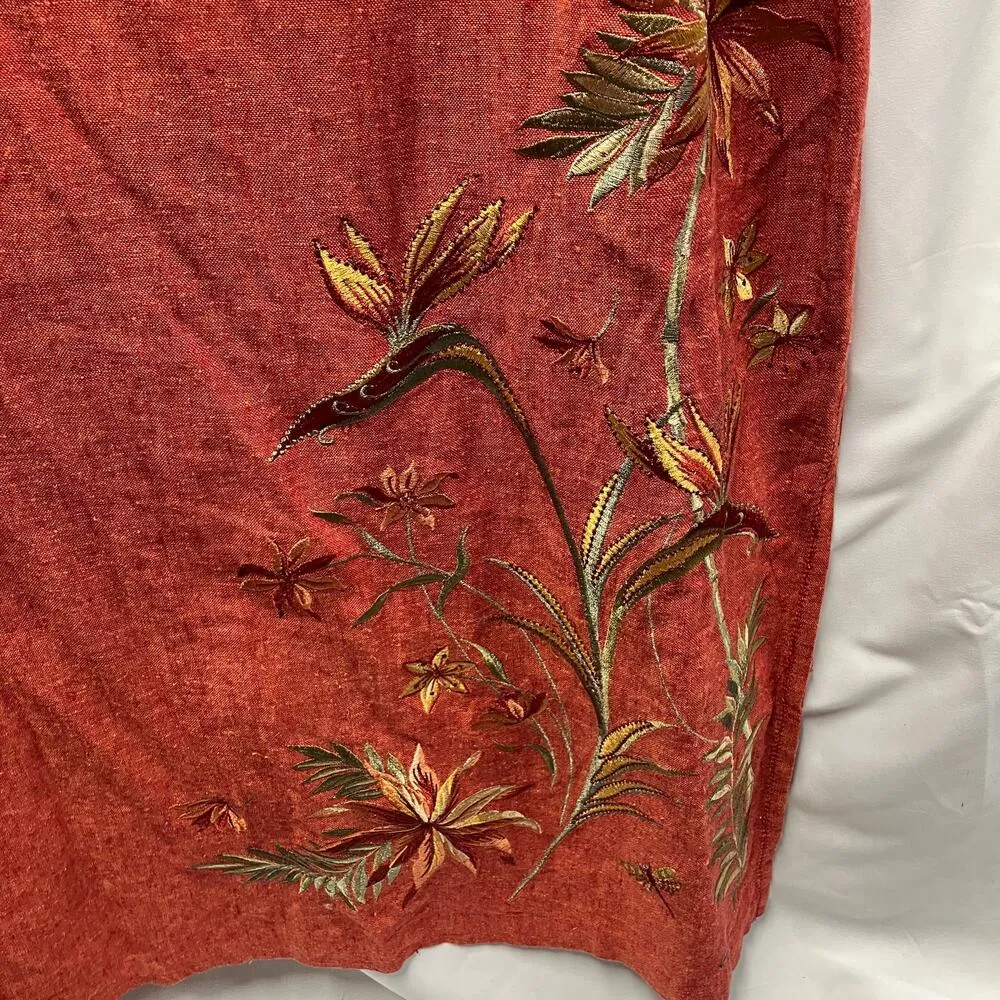 Vintage Koret Women 16W Linen Blend Maxi Dress Outfit Set Embroidered New Orange - Image 13