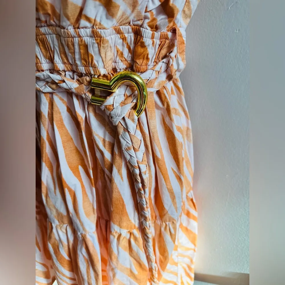 Derek Lam Collective Orange Zebra Cutout Ruffle  Women's Mini Dress IT 44 Us 6 - Image 9