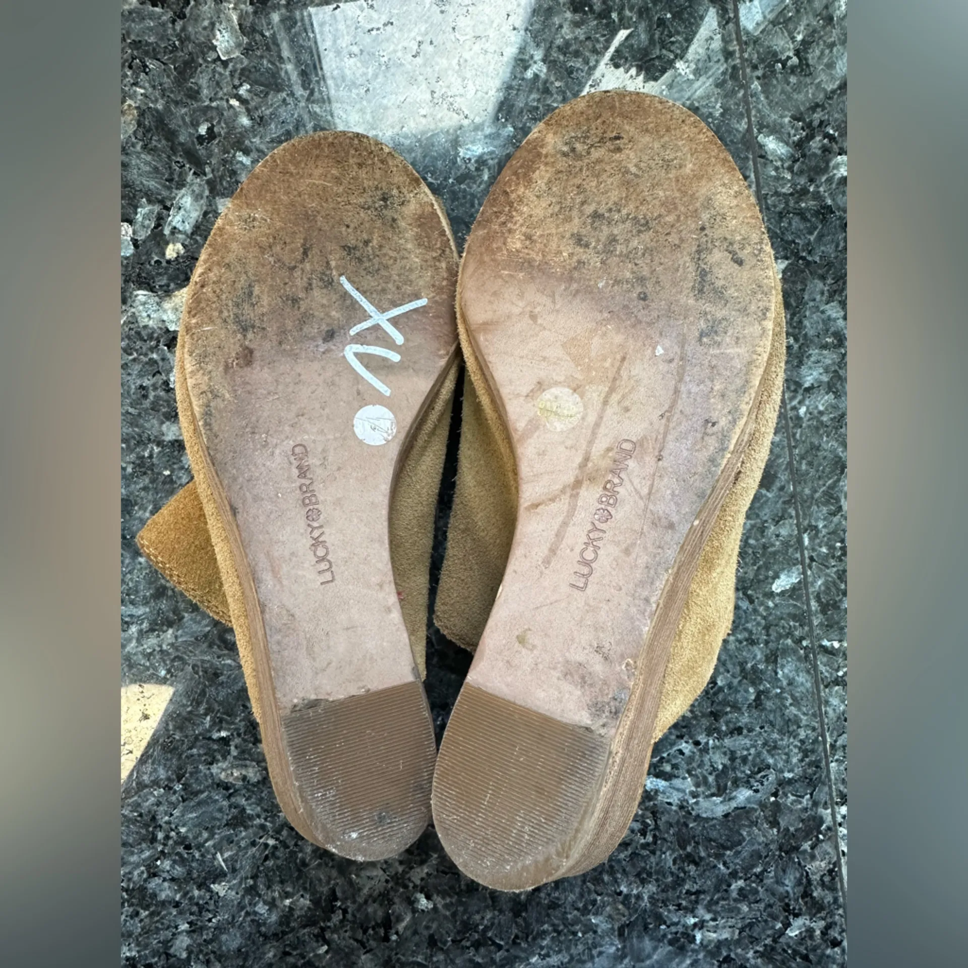 Lucky Brand Women's Size 8 Reygan Brown Suede Wedge Sandals - Image 8