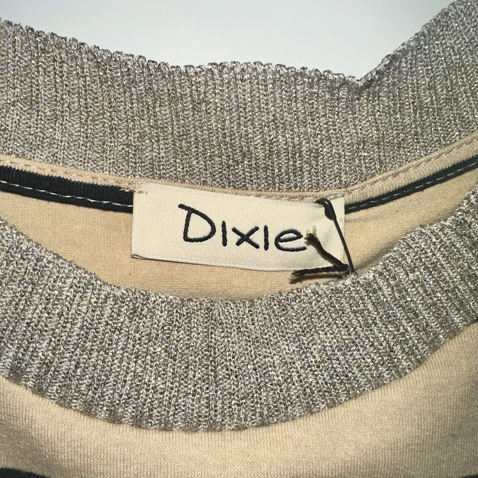 DIXIE Light Brown Black Striped Top Small - Image 3