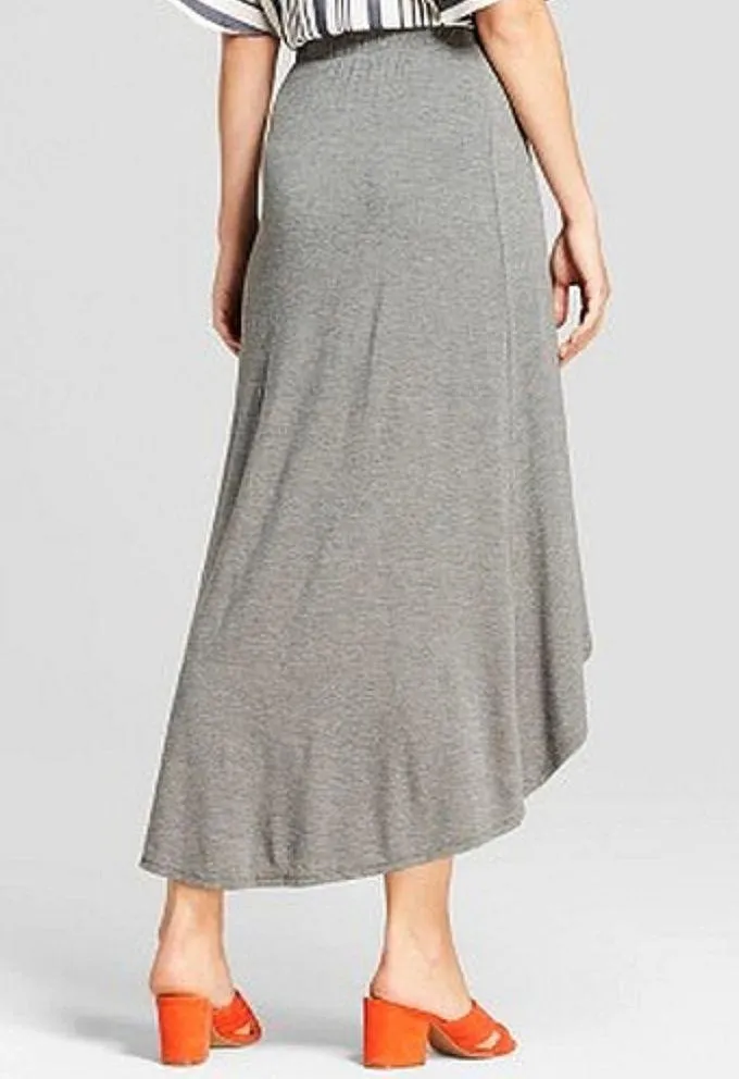 Midi Wrap Skirt Heather Gray Slit Grey - Image 2