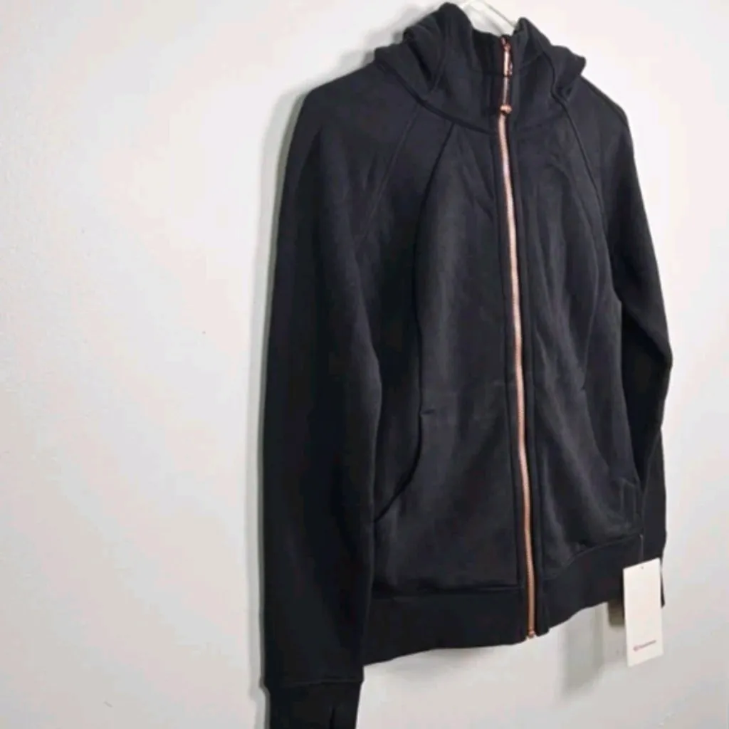 Lululemon Scuba Full-Zip Hoodie - Black / Rose Gold - Women's Size 8 - LW3JGYS - Image 3