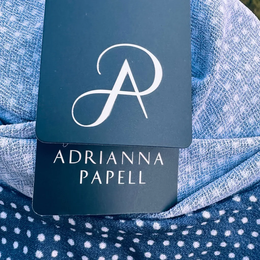 Adrianna Papell Blue & White Polka Dot 
Ruffle Short sleeve Blouse Size L - Image 13