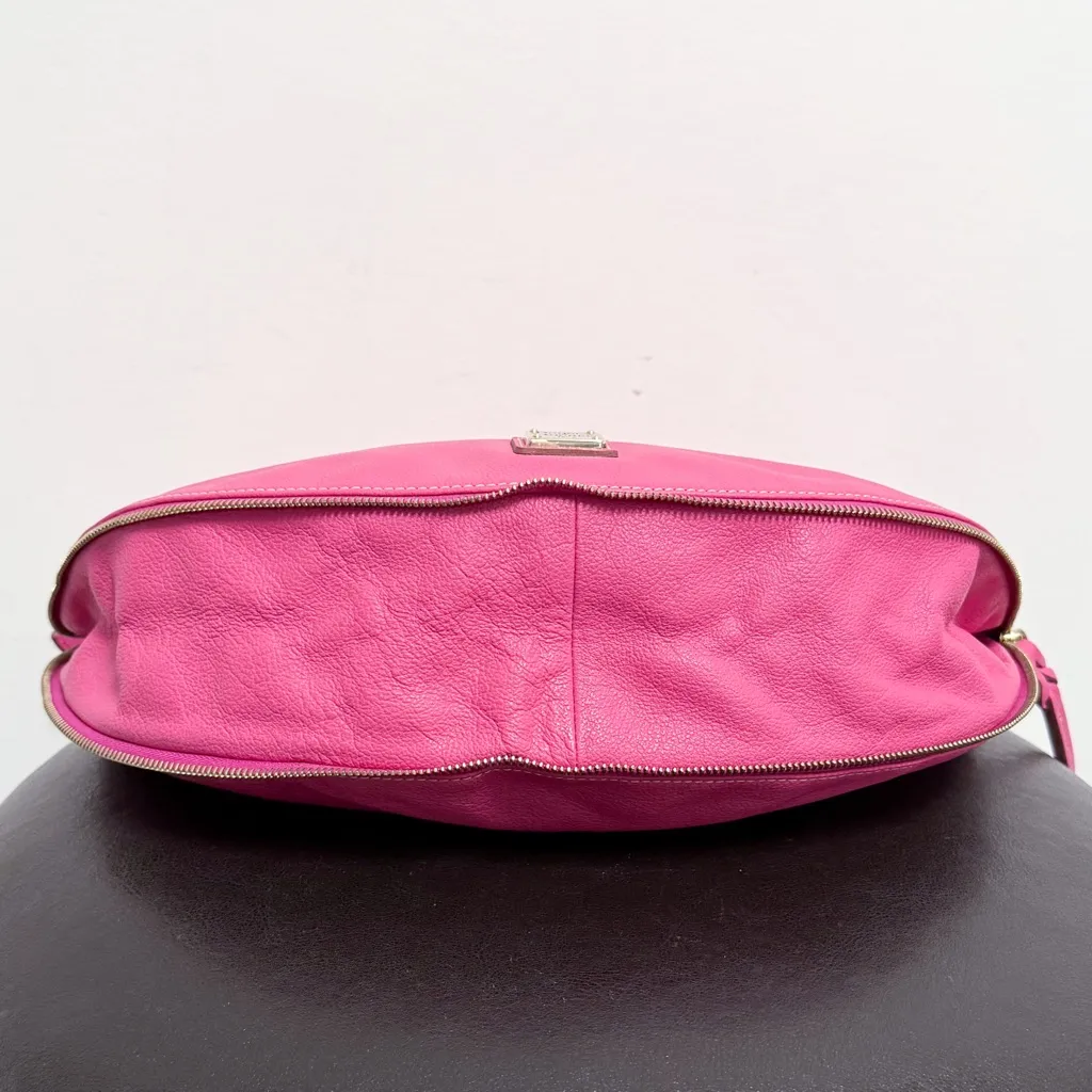 Dooney Bourke Pink Pebble Leather Luna Half Moon Shoulder Strap Bag Wallet - Image 9