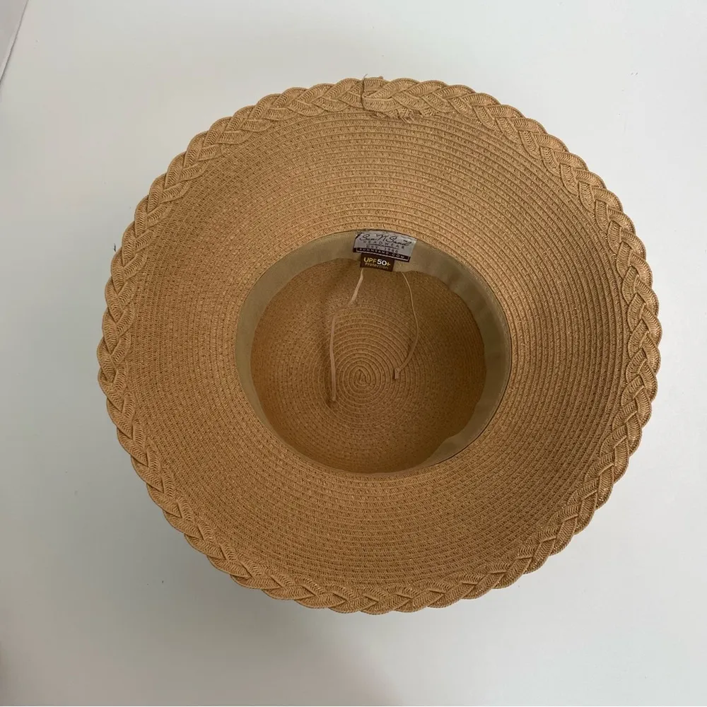 Sun N’ Sand Headwear Hat Bucket Braided Adjustable Tan Black UPF 50 Beach Travel - Image 6