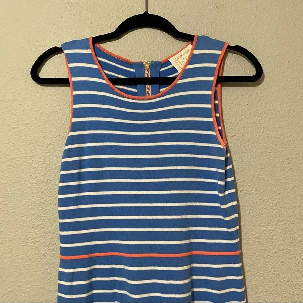 Sail To Sable Blue Striped Sleeveless Fit Flare Dress Womens Xs Nautical Coastal - Image 3