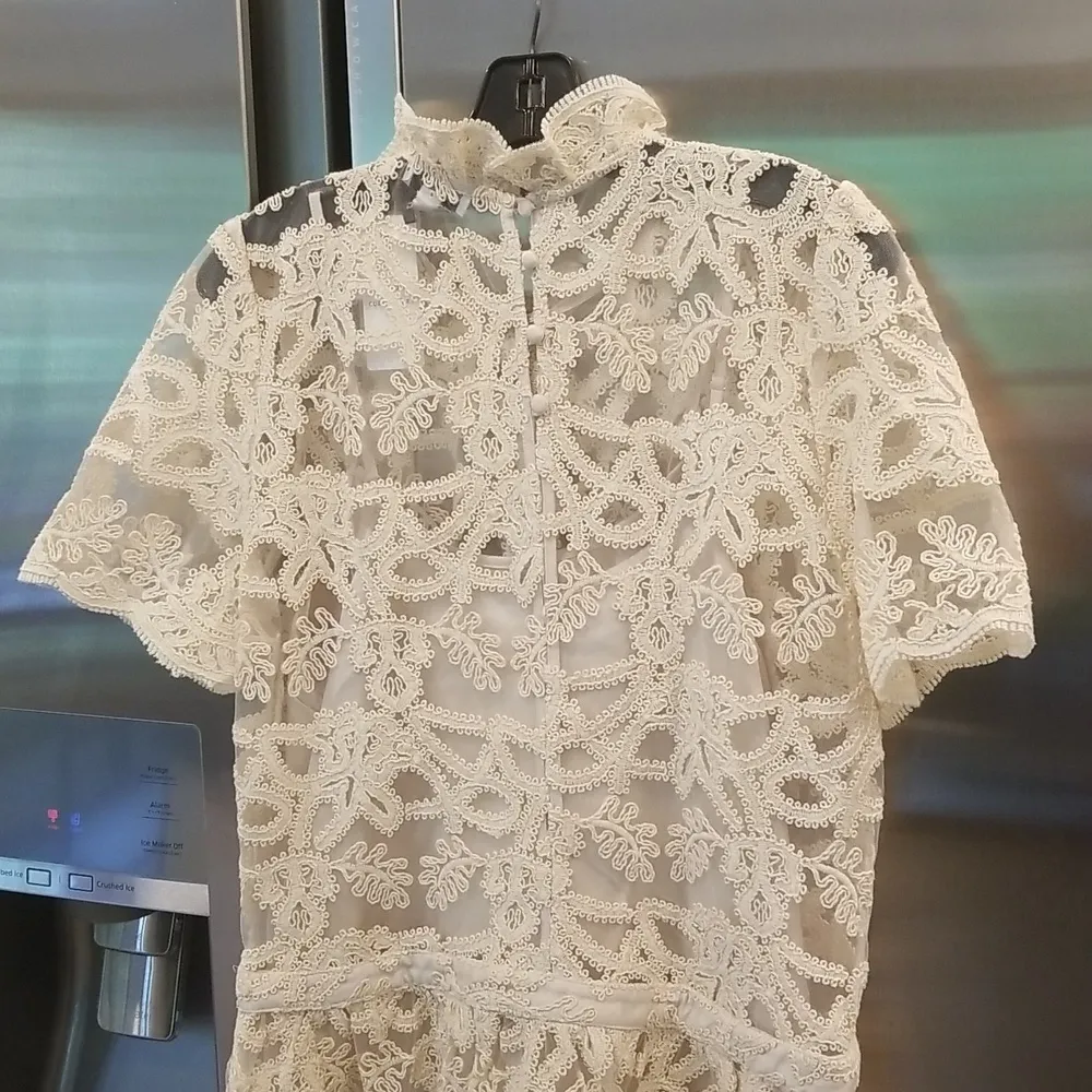 đź’•CURRENT AIRđź’• Lace Mock Neck Dress ~ Cream Large L NWT - Image 11