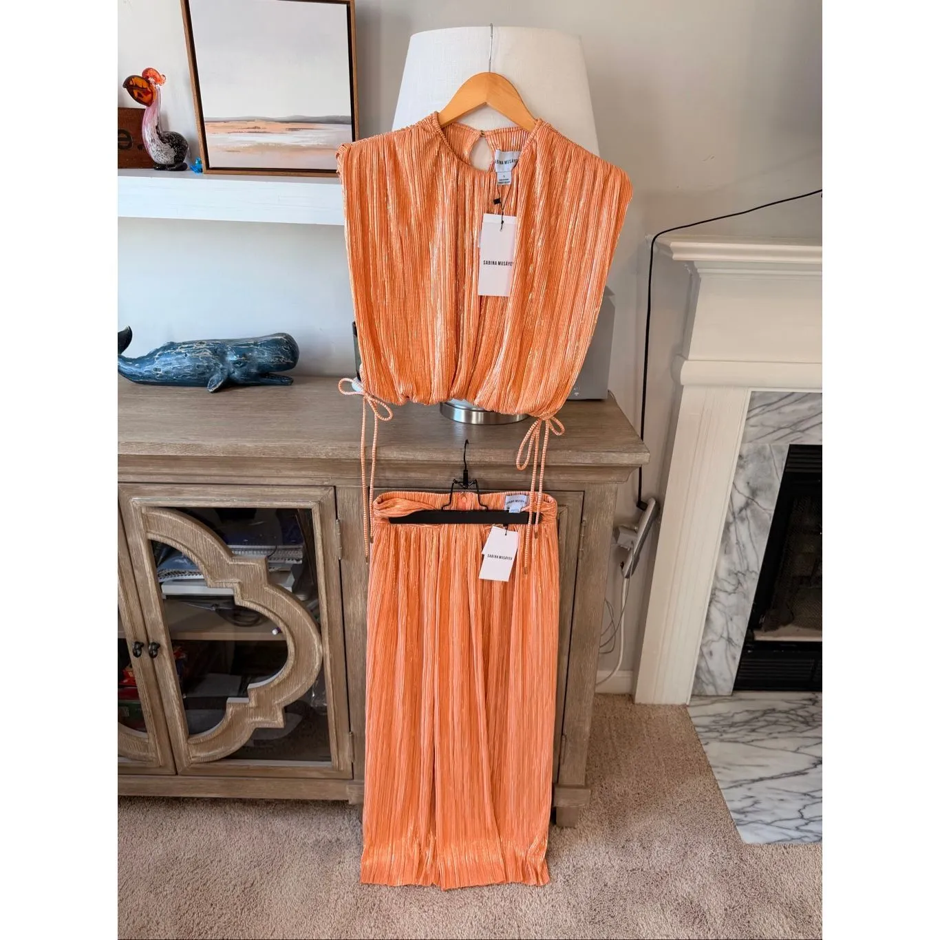 NWT Sabina Musayev North Top & Galia Skirt Set in Peach Size Small Orange - Image 4