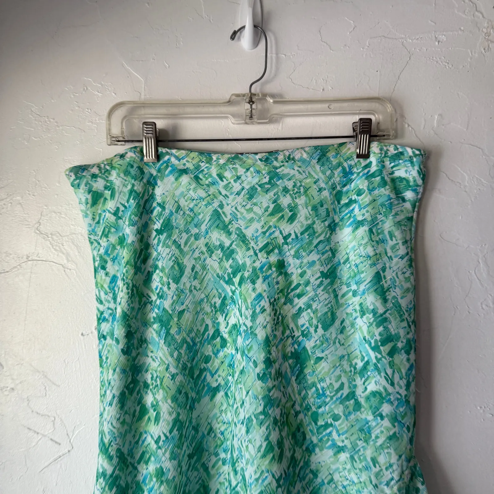 Vintage‎ Y2K Fairycore Dressbarn Abstract Swirl Midi Skirt Green L USA - Image 2